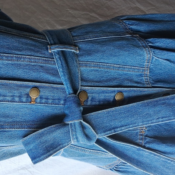 Women's Blue Denim Belted Midi Western Dress Size 8 Blue - Picture 3 of 16